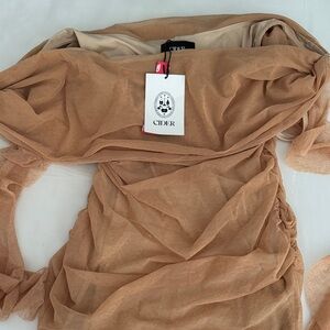 Cider Beige Ruched Dress